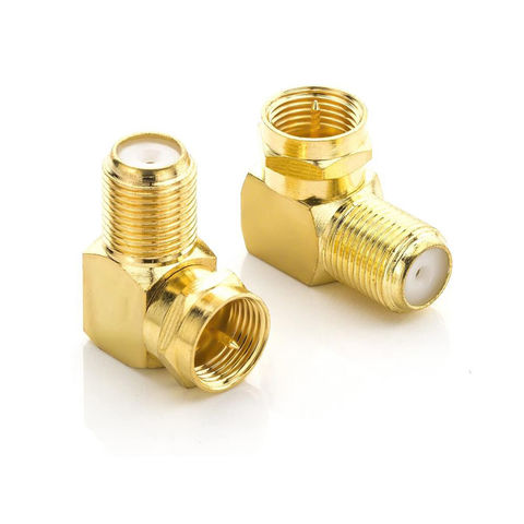 Kit Da 8 Connettori F Angolati A 90° – Adattatori Coassiali Basso Profilo Per Antenna TV, Cavo E Satellite, Placcati Oro, Per Spazi Stretti