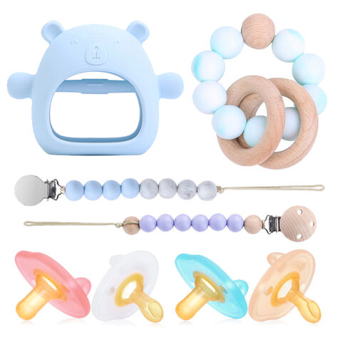 Socub Silicone Baby Teether Toy, 4 Pack Bpa Free Soft Silicone Teether Bracelets For 3+Month Babies, Wearable As Bracelets, Baby