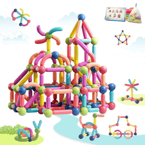 Juego de bloques de construcción magnéticos para niños: Varillas y bolas magnéticas para ensamblaje 3D
