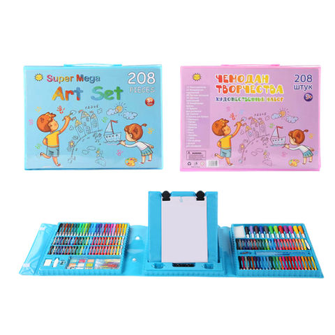 Venta al por mayor, juguetes de dibujo artístico para niños, crayones, kit de bolígrafo de acuarela, 208 uds., conjunto de dibujo artístico con tablero de dibujo