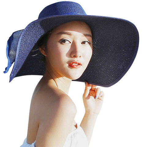 Women's Wide Brim Sun Protection Straw Hat,Folable Floppy Hat