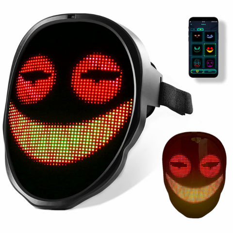 Masque LED Géant 46x58 Cm Avec Application Bluetooth - Détection De Gestes - Animations Programmables - Pour Halloween, Fêtes, Cosplay