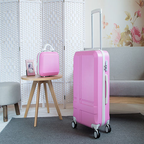 Mini valise rose mignonne pour femme, valise à roulettes de voyage