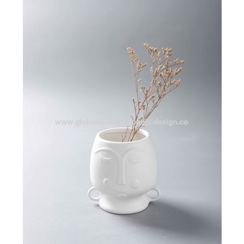 Vase Visage Blanc – Pots de Fleurs and Co