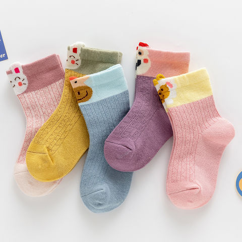 5 pares de calcetines de algodón recién nacido niño niño niña, calcetines  antideslizantes para bebés niños, calcetines de dibujos animados para niños
