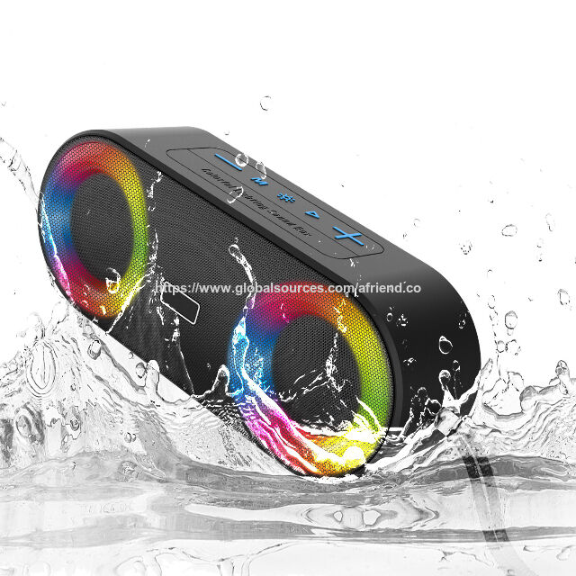 Caixa de som Bluetooth sem fio Vofull para exterior, à prova d'água, com luz colorida RGB e bateria grande embutida
