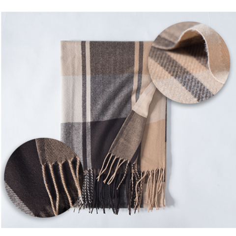 Cachecol de caxemira com padrão de xadrez, nova coleção de inverno 2022, xale feminino grosso e quente com borlas - Venda por grosso de cachecóis de caxemira para o inverno for sale at factory direct price