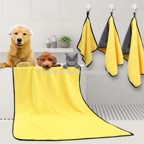Odoland Toalla de secado rápido para perros 3 en 1, incluye cepillo de aseo  para mascotas, cepillo deslizante para perros, toalla de microfibra ultra