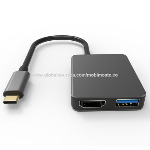 Or - Adaptateur HUB USB USB C 3 en 1 mâle vers femelle, USB 3.1, Type c  vers HDMI, PD, chargeur pour Macbook Air 12