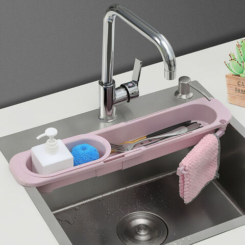 Sink Rack Kitchen Accessories Retractable Drain Basket Storage