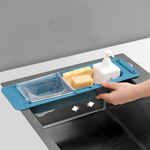 Telescopic Sink Shelf Kitchen Soap Sponge Adjustable Drain Rack
