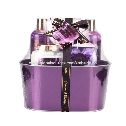 Venta al por mayor OEM Púrpura Lavanda Nieblas Finas Gel de Ducha Perfume Loción Spa Baño Set de Regalo Caja Marca Privada Cuidado de la Piel Personalizado for sale at factory direct price