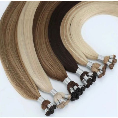 Smartinnov Hand Tied Human Hair Weft Sew In Extensions 22Inch 120Grams #1B Natural Black Straight Remy Human Hair Hand Tied Weft Hair Extensions Double Weft Sew In Hair Bundles - Foto 5