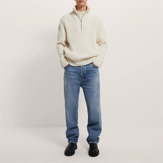 Lässiger Strickpullover mit Reißverschluss und Rollkragen, Kaschmir-Wollpullover für Herren for sale at factory direct price