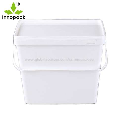 4 Gallon Food Grade Plastic Square Bucket Pail with lid Container ( Pack of  2 )