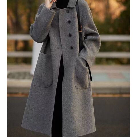 Buy Wholesale China Women's Coat,100% Wool Solid Colour Button Loose ...