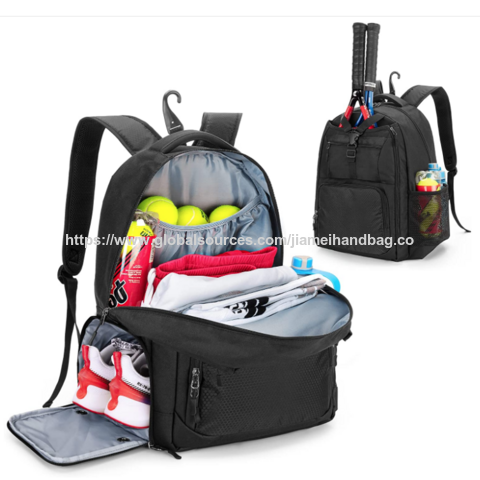 Mochila de tenis deportiva para fabricantes mayoristas con espacio separado para zapatos, mochila deportiva grande para gimnasio y tenis con capacidad para 2 raquetas for sale at factory direct price