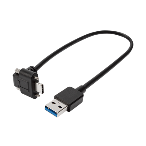 Cable USB CM a USB AM personalizado en ángulo de 90 grados con tornillos de bloqueo dobles