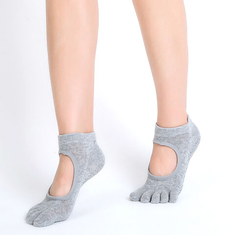 Chaussettes de Yoga Antidérapantes pour Femmes, Chaussettes à Cinq Doigts pour Pilates, Barre, Ballet, Fitness for sale at factory direct price