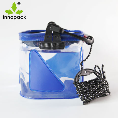 Transparent Blue Thickened Folding Rope Handle Bucket Small Portable  Wear-resistant Live Fish Bucket - Buy China Wholesale Eva Fishing Bucket  $8.6