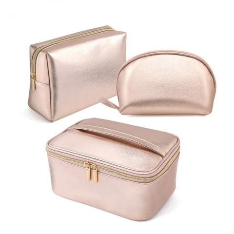 China Custom Saffiano Leather Women Zip Small Makeup Pouch Cosmetic Case  Supplier Manufacture and Factory