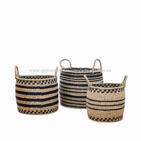 Buy Wholesale Vietnam Oem/odm Stripes Seagrass Storage Baskets Set With ...