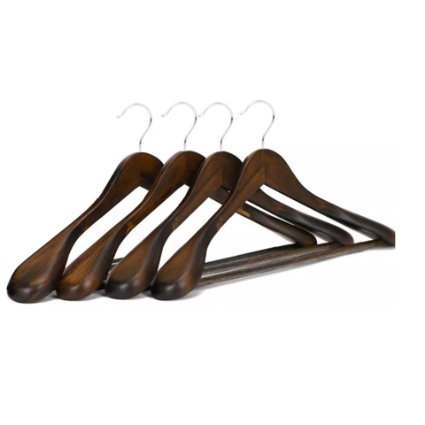 International Hanger Wooden Kids Top Hanger Natural Finish with Chrome Hardware Box of 100