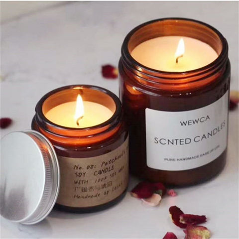 Pots à bougie en verre ambré de 100 ml, 250 ml, 4 oz et 8 oz avec couvercles for sale at factory direct price