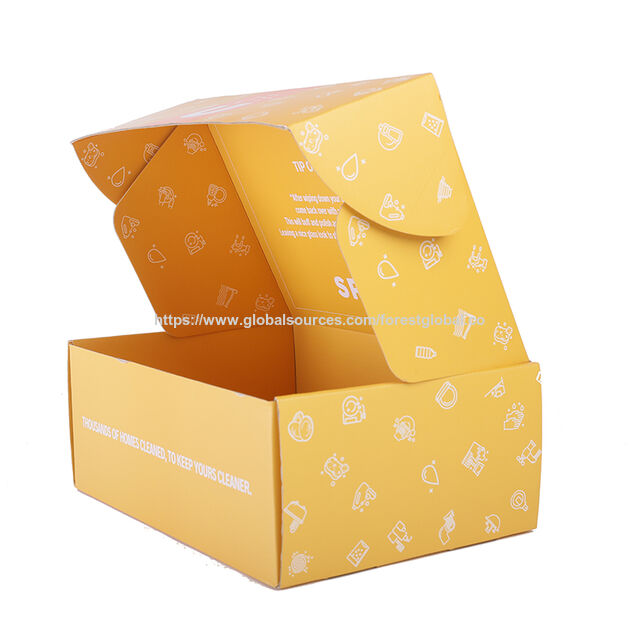 Großhandel Benutzerdefiniertes Logo Gelber Druck Wellpappe Geschenk Mailer Versand Abonnement Papierverpackung Box für Weihnachtsgeschenk