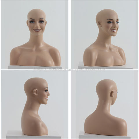 Realistic Face Fiberglass Adult Female Mannequin Head With Detailed Face  Make up 2 Pack PH17 
