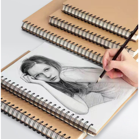 A5 B5 Artist Sketchbook 100 Sheets 100gsm Sketch Pad Wire Binding Professional Art Book Vintage Blank Sketchbook For Painting Drawing Writing Diary