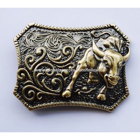 Rodeo Gold OX Head Belt Buckle for Men Western Cowboys Horse