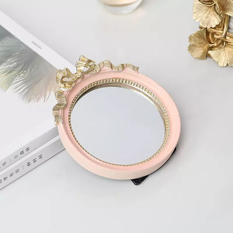Buy Wholesale China Girl Heart Retro Bow Small Round Mirror Desktop  Standing Makeup Mirror Decorative Mirror & Mini Hand Mirror at USD 2.3