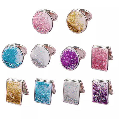 Buy Wholesale China Shiny Quicksand Makeup Mirror Cute Double Sided Pocket  Mirror Girls Outdoor Portable Foldable Mirror & Mini Hand Mirror at USD 0.9