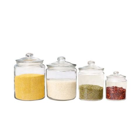 Gran capacidad transparente, recipiente de almacenamiento de vidrio para harina de arroz, recipiente de almacenamiento de vidrio para alimentos de cocina
