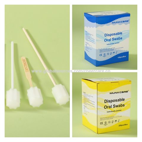 100 Pièces Bâtonnets De Soins Bucco-Dentaires Jetables - Éponges Pour Hygiène Buccale Bleues