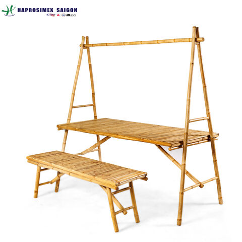 Juego de Mesa y Sillas de Bambú Ecológico de Gran Venta para Decoración de Exteriores y Jardines - Directo de Fábrica