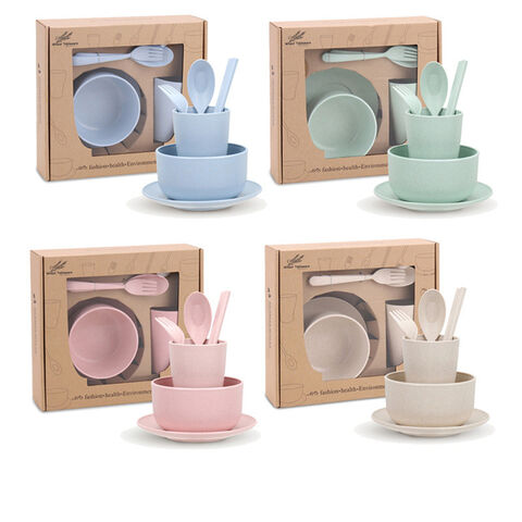 Reusable Party Eco Friendly BPA FREE Biodegradable Plastic Wheat Straw Dinnerware Sets for sale at factory direct price