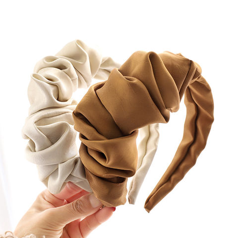 Bandas para la cabeza para mujer, accesorios para el pelo plisado con bordes anchos