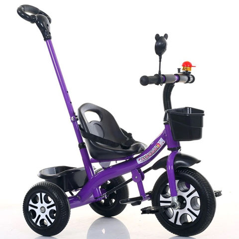Triciclo de marco de metal con sombrilla y barra de empuje/triciclo de 3 ruedas para niños for sale at factory direct price