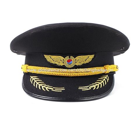 Air Force Cap Aircraft Captain's Hat Customized Cotton Black