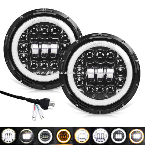 Compre Dot Sae 12v 24v Signal Turning Amber White Drl Luz 7inch Headlight  75w Faro Led 7 Pulgadas y Faro Led Redondo De 7 Pulgadas de China por 12  USD