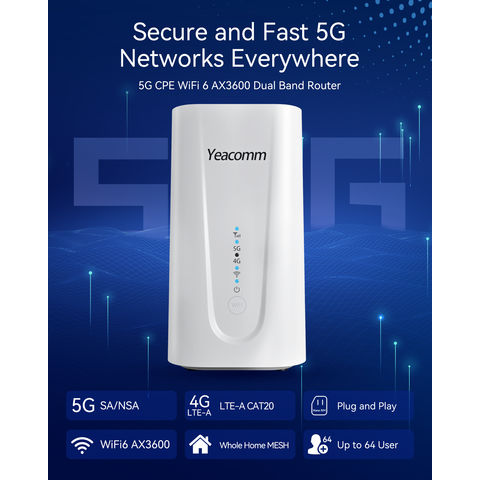 5G Router AX3600 WiFi-6 Modem with Sim Card Slot,NR NSA/SA 5G Cellular  Router Up to 4.67Gbps,Wireless 5G CPE & LTE Cat20 Gateway,Voice Volte  RJ11,Band