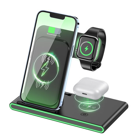 Modisches 3-in-1 Faltbares Kabelloses Ladegerät 15W Schnellladung für iWatch, Kopfhörer & Smartphones for sale at factory direct price