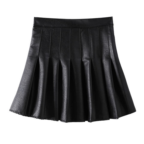 Buy Wholesale China New Pleated Skirt Pu Leather Skirt Women's Leather ...