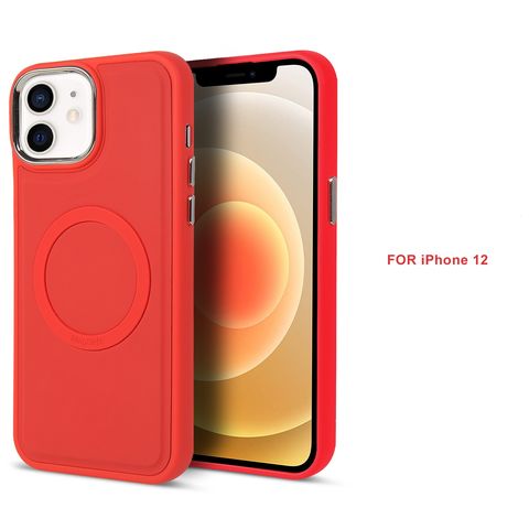 Funda silicona iphone 8 agujero logo textura suave Rojo