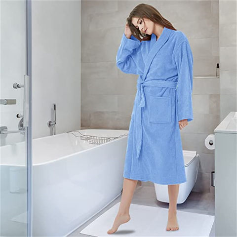 Long Bath Robe Bath Towel Men Women Bathrobe Coral Velvet 100% Cotton Spa  Super Bathroom
