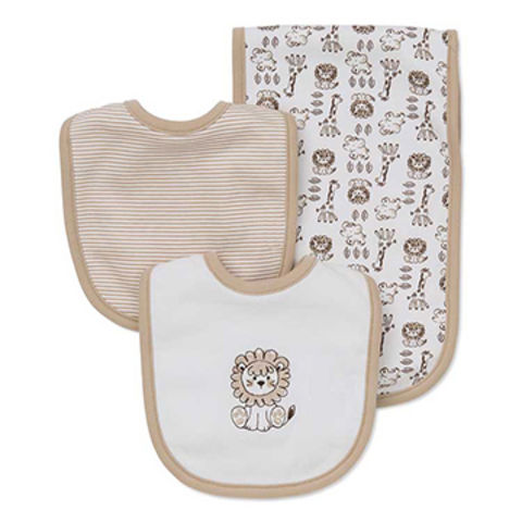 Little Me Baby Boys 3-Piece Puppy Toile Bib And Burp Cloth Set - Macy's