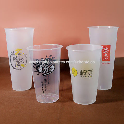 Custom Printing Logo Cheap 10oz 12oz 16oz 22oz 32oz 500ml Clear Cold Drink  PP Disposable Plastic Cups with Lids - China Plastic Cup and Bubble Tea Cups  price
