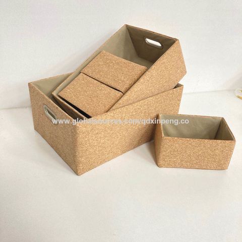 Set de 2 boites de rangement avec poignées et couvercle en carton